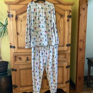 Men Holiday Fam Jams gray Christmas lights soft 2 piece pajamas set size XL